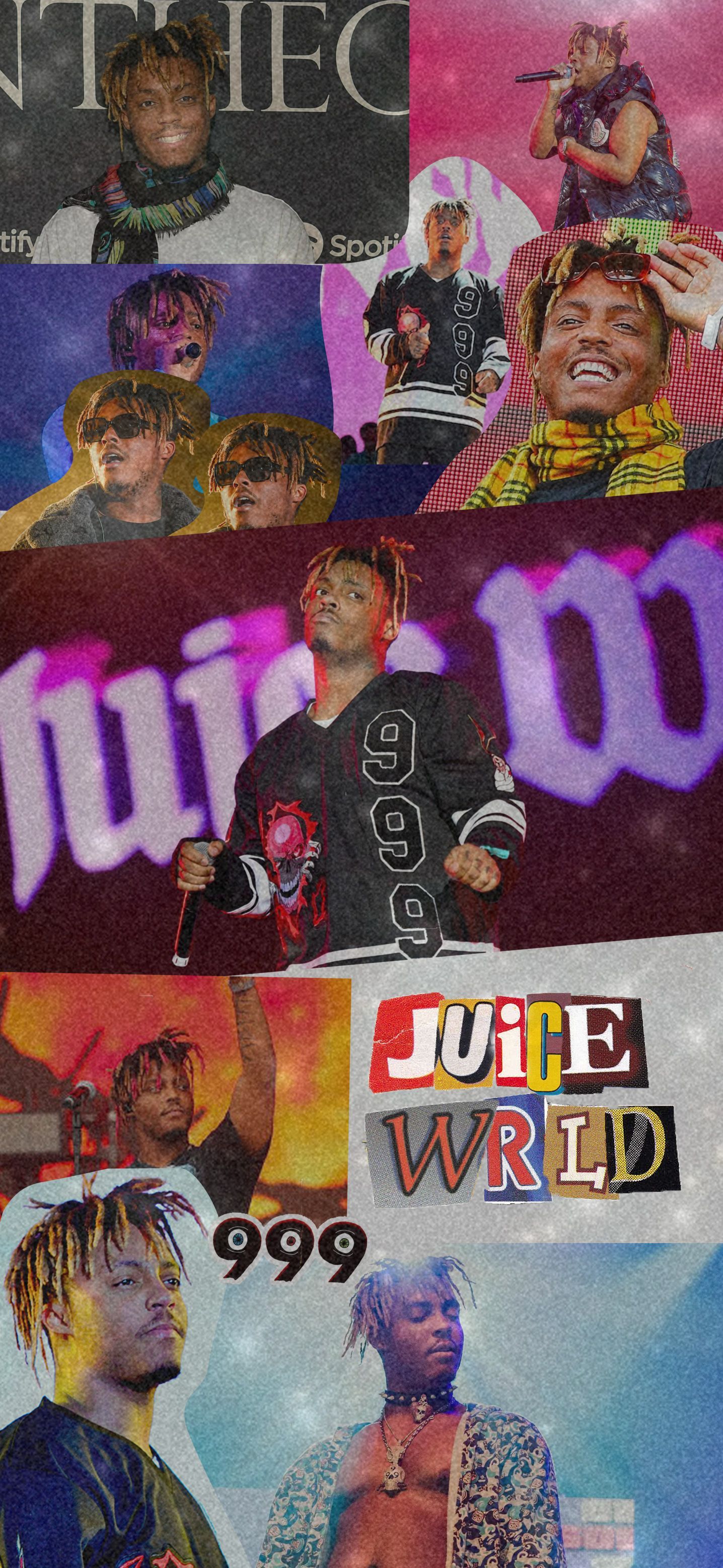 Juice WRLD, 999, Collage, Schriftzug, Bunt, Full HD, Sperrbildschirm fürs iPhone