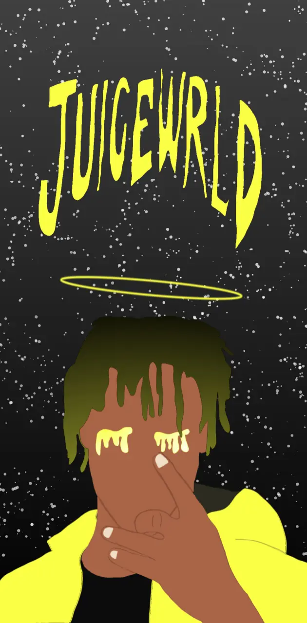 Juice WRLD, Heiligenschein, Illustration, Gelb, Schriftzug, Hintergrundbild fürs Handy