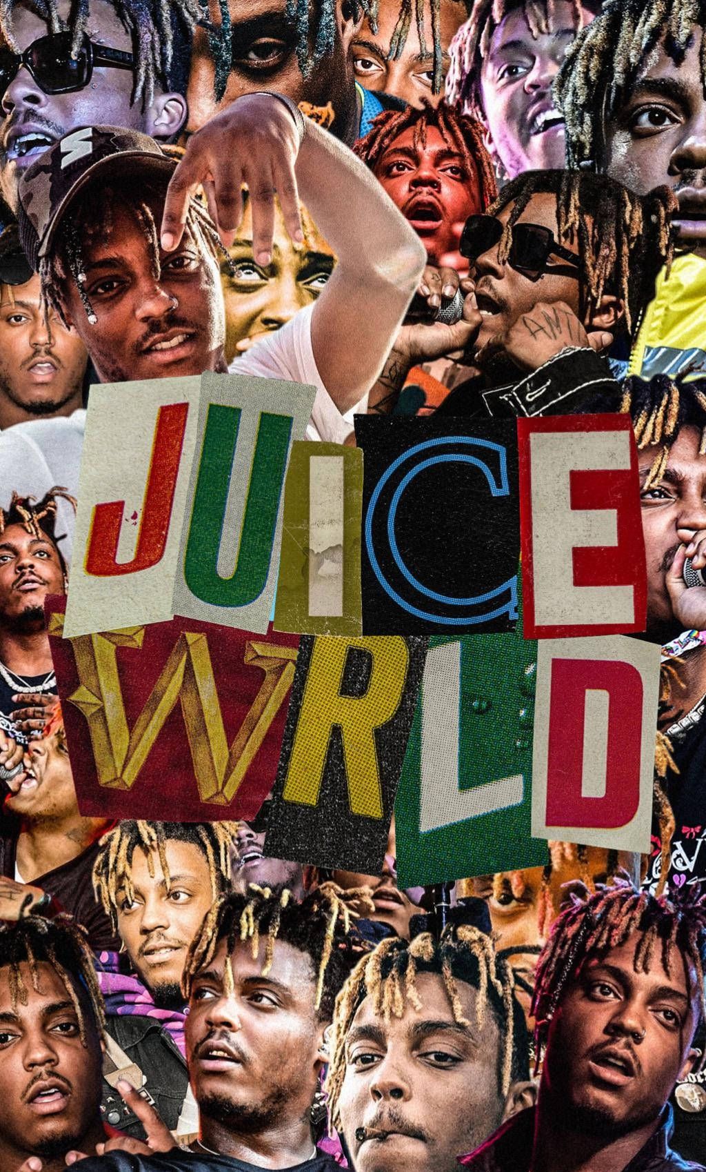 Juice WRLD, Collage, Schriftzug, Fotos, Bunt, Hintergrundbild für iPhone und Android