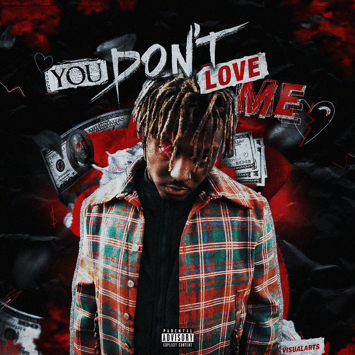 Juice WRLD, Karohemd, Cover-Art, Schriftzug, Rot, Hintergrundbild für iPad und Tablet