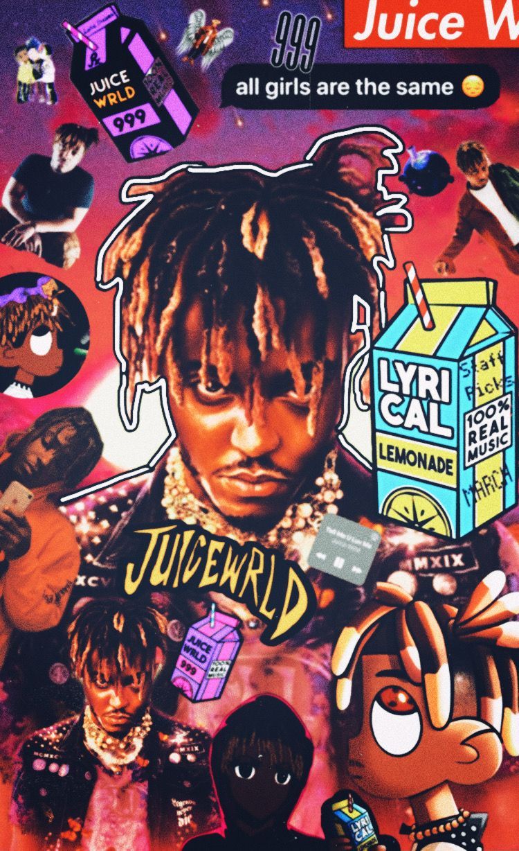 Juice WRLD, All Girls Are the Same, Lyrical Lemonade, Collage, Sticker, Hintergrundbild fürs Handy