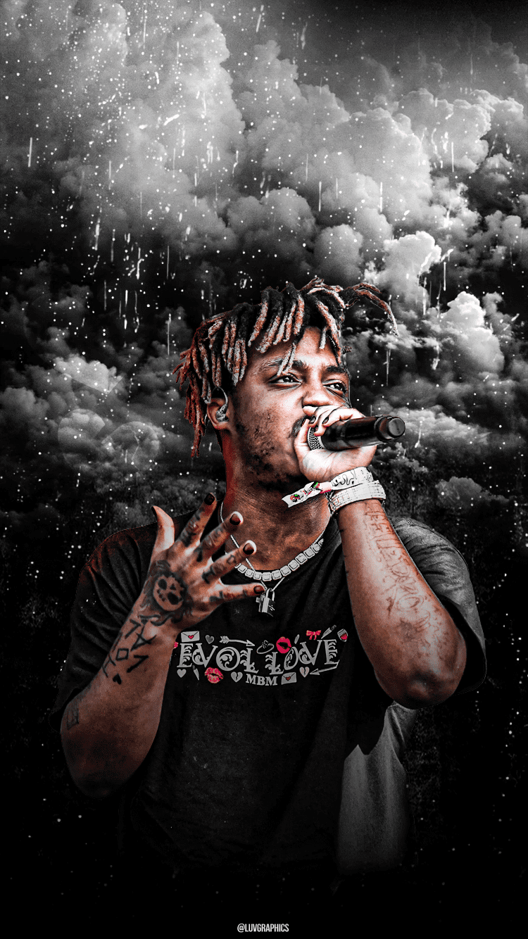 Juice WRLD, Mikrofon, Wolken, Schwarz-Weiß, Konzert, HD, Sperrbildschirm fürs iPhone