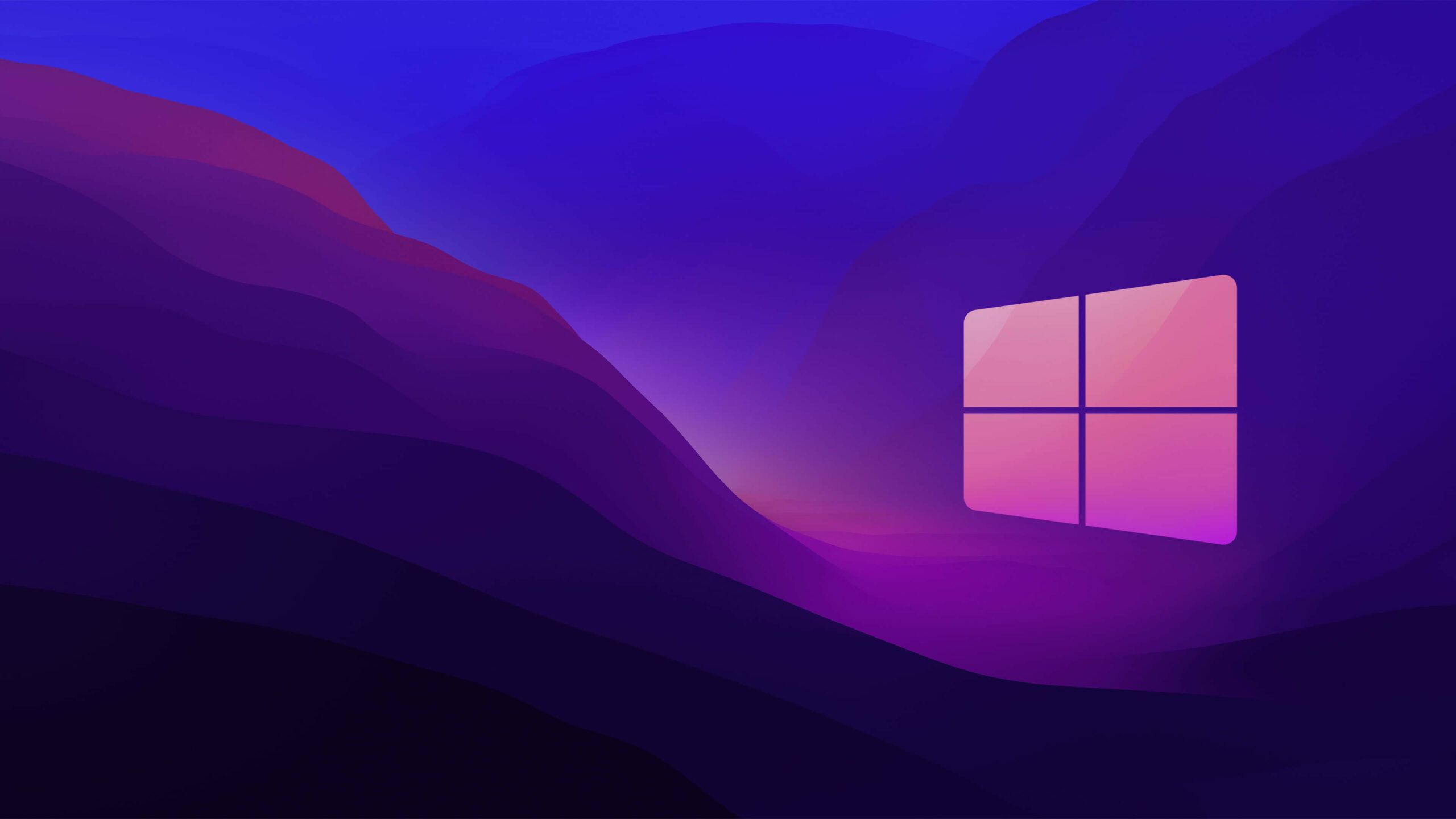 Windows 11, Windows-Logo, Wellen, Lila, Farbverlauf, 2K 1440p, Desktop-Hintergrundbild
