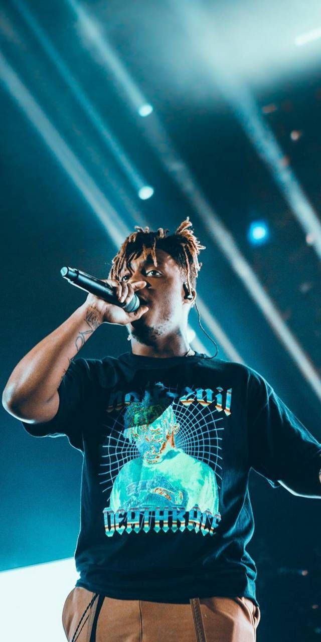 Juice WRLD, Mikrofon, Konzert, Türkis, Scheinwerfer, Hintergrundbild für iPhone und Android