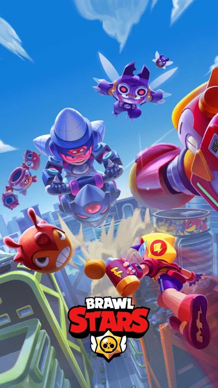 Brawl Stars, Logo, Brawler, Blauer Himmel, Action, HD, Hintergrundbild fürs Handy