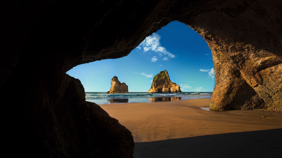 Cathedral Cove, Neuseeland, Felsbogen, Höhle, Strand, Meer, Hintergrundbild