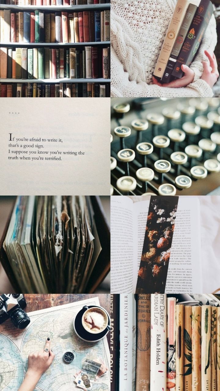 Collage, Schreibmaschine, Bibliothek, Text, Vintage, HD, Sperrbildschirm fürs iPhone