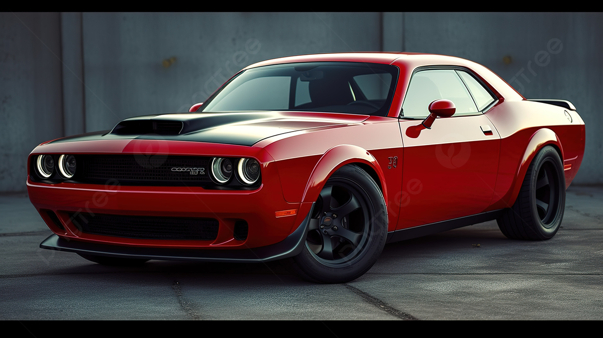 Dodge Challenger, Rotes Auto, Muscle-Car, Seitenansicht, Studio, Hintergrundbild