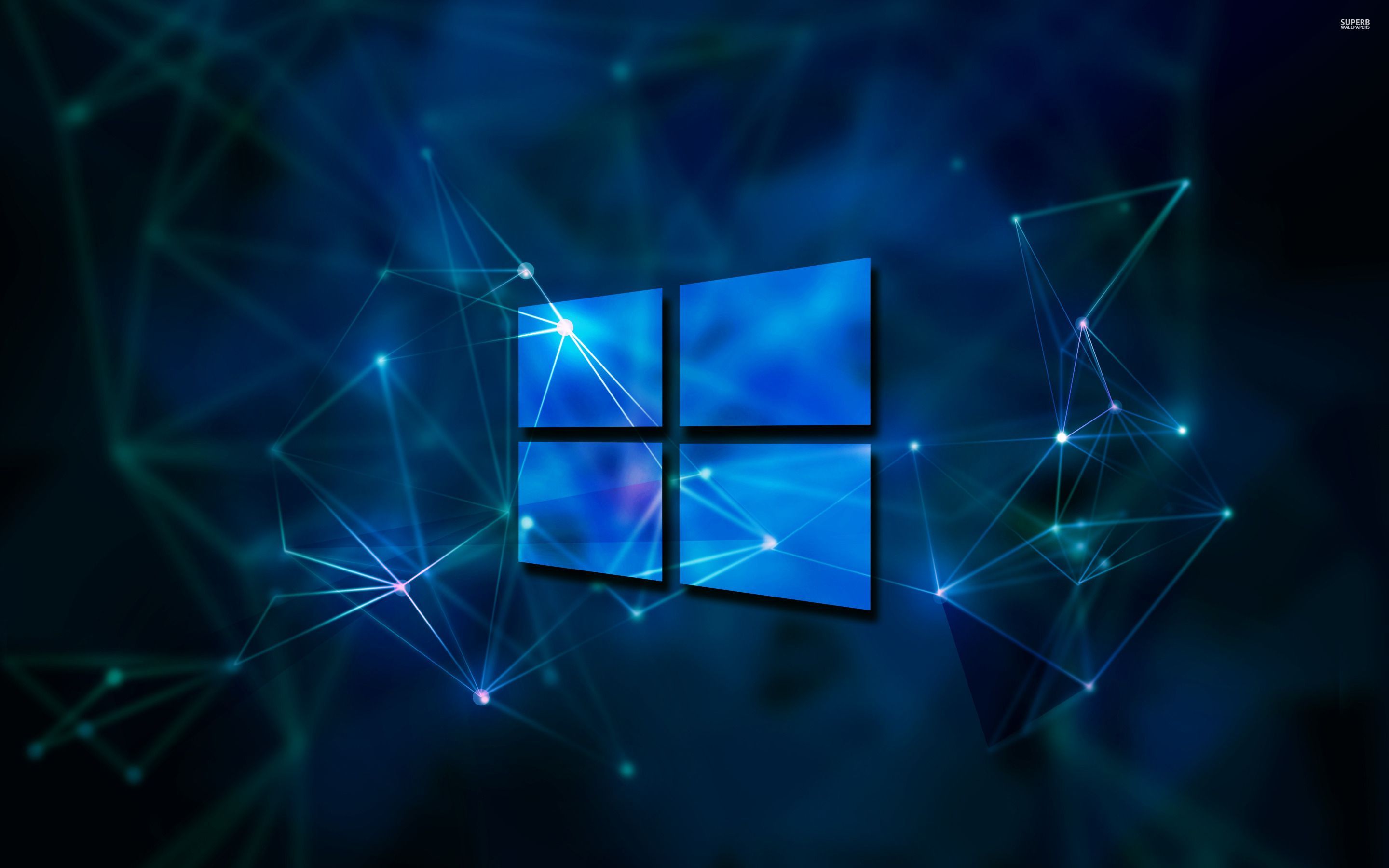 Windows-Logo, Netzwerk, Polygonlinien, Digital, Dunkelblau, 2K, PC-Hintergrundbild