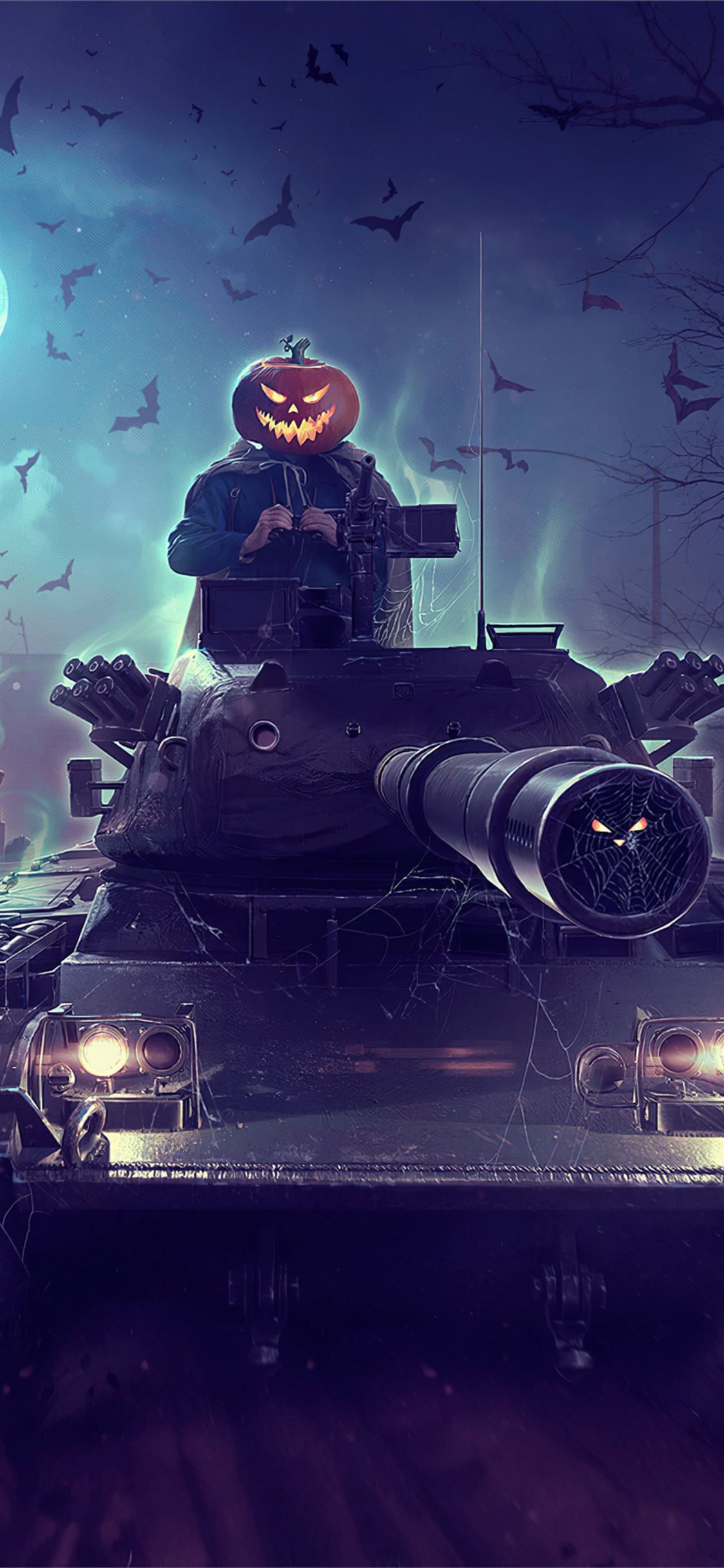 World of Tanks, Halloween, Kürbis, Nacht, Violett, Full HD, Hintergrundbild fürs Handy
