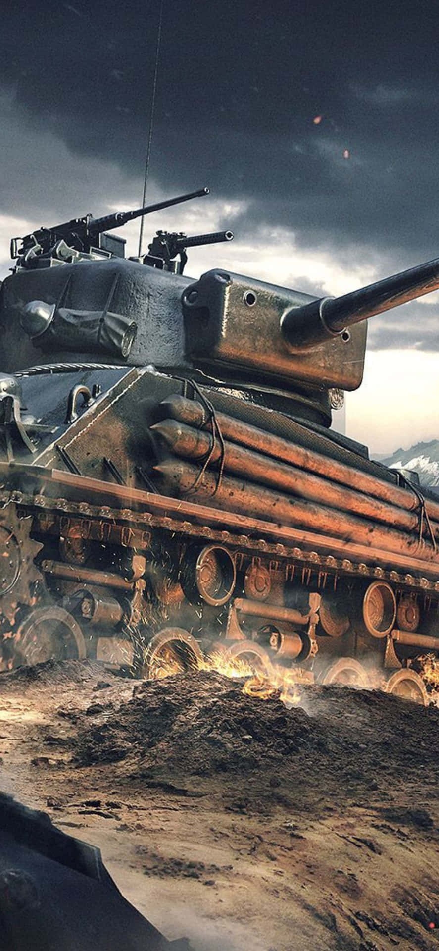 M4 Sherman, Schlachtfeld, Rauch, Digitale Kunst, HD, Hintergrundbild fürs Handy