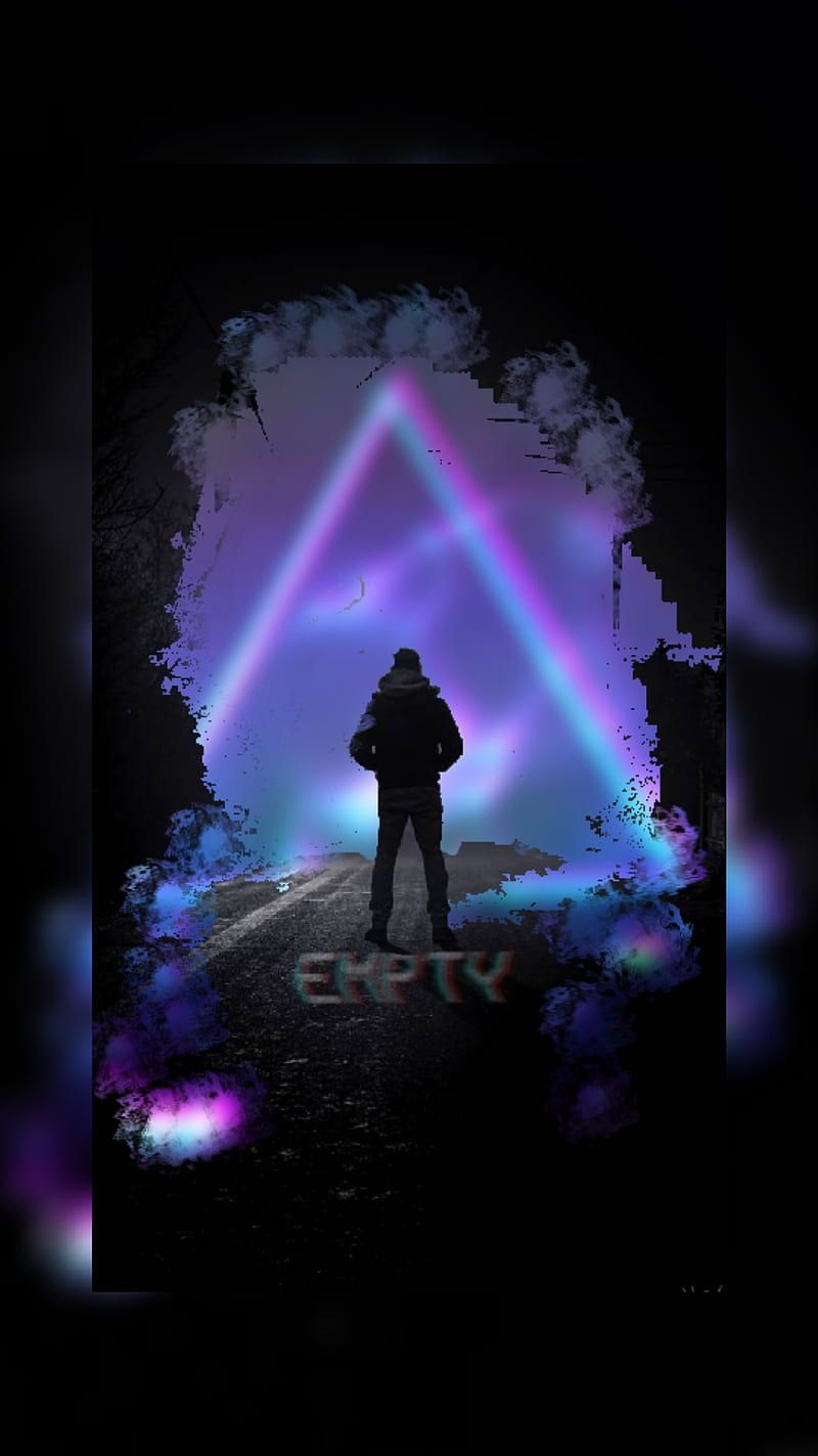 Neon-Dreieck, Silhouette, Lila, Dunkler Hintergrund, HD, Sperrbildschirm fürs iPhone