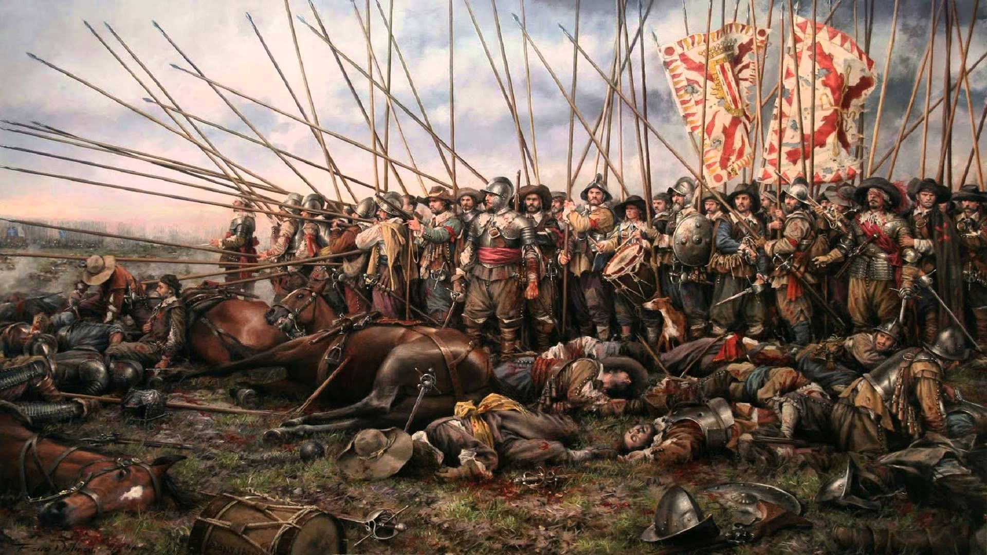 Schlacht, Pikeniere, Soldaten, Gemälde, Banner, Krieg, 1920x1080, Full-HD-Hintergrundbild für PC