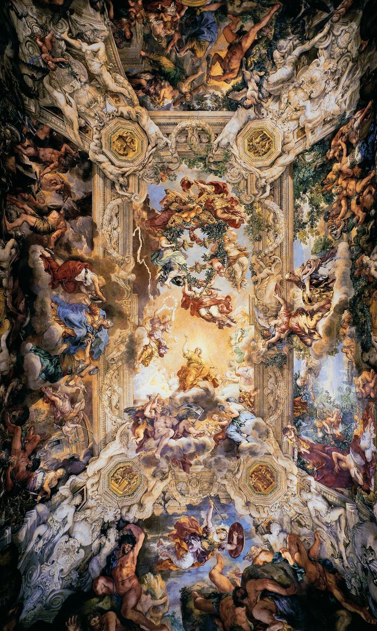Deckenfresko, Barock, Gemälde, Gold, Kirche, HD, Hintergrundbild fürs Handy