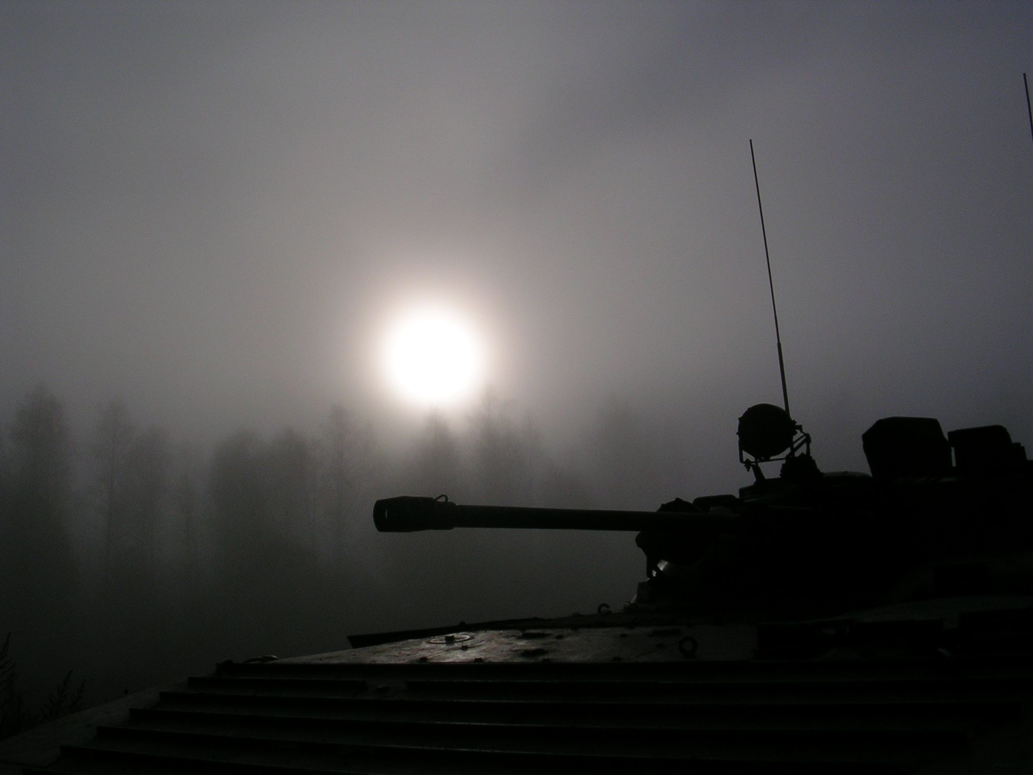 Panzer, Silhouette, Nebel, Sonne, Dunkel, Full HD, iPad-Hintergrundbild
