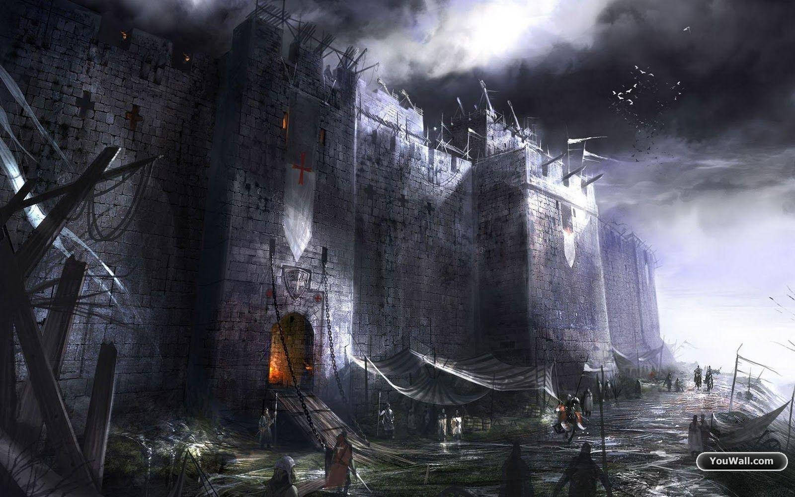 Festung, Belagerung, Gewitter, Dunkel, Concept Art, HD, Hintergrund für den Desktop