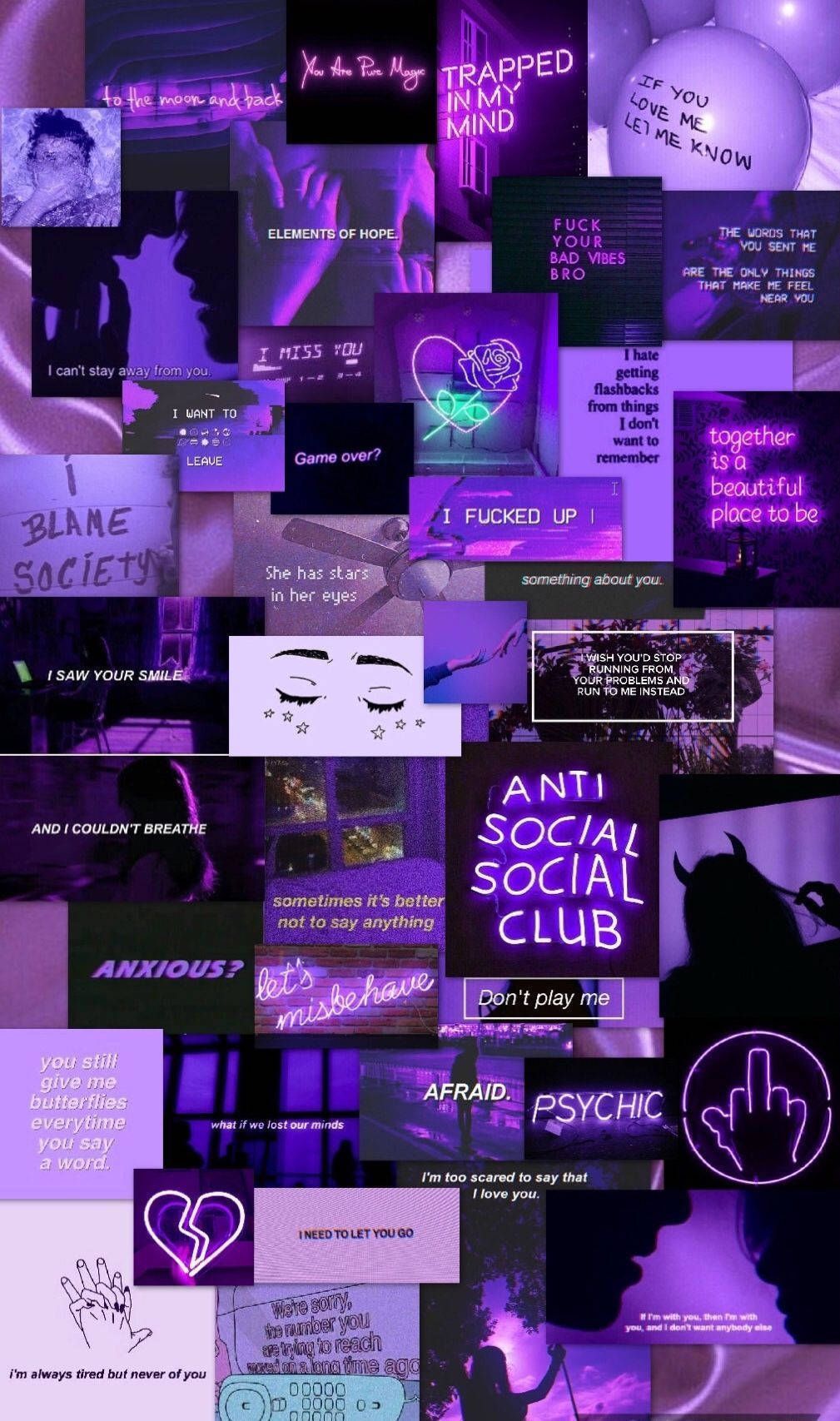 Anti Social Social Club, Collage, Lila Aesthetic, Dunkel, HD, Handy-Hintergrund