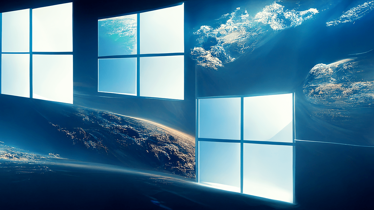 Windows-Logo, Erde, Weltraum, Wolken, Fenster, Surreal, Hintergrund