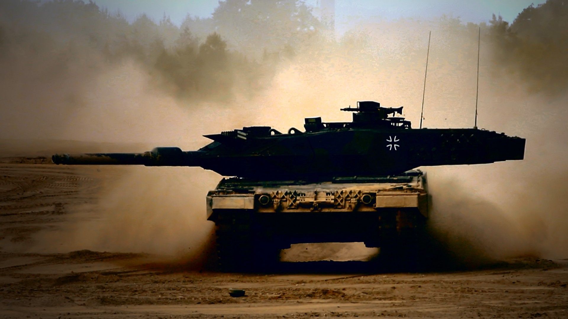 Leopard 2, Bundeswehr, Kampfpanzer, Staub, Wald, 1920x1080, Full-HD-Hintergrundbild für PC