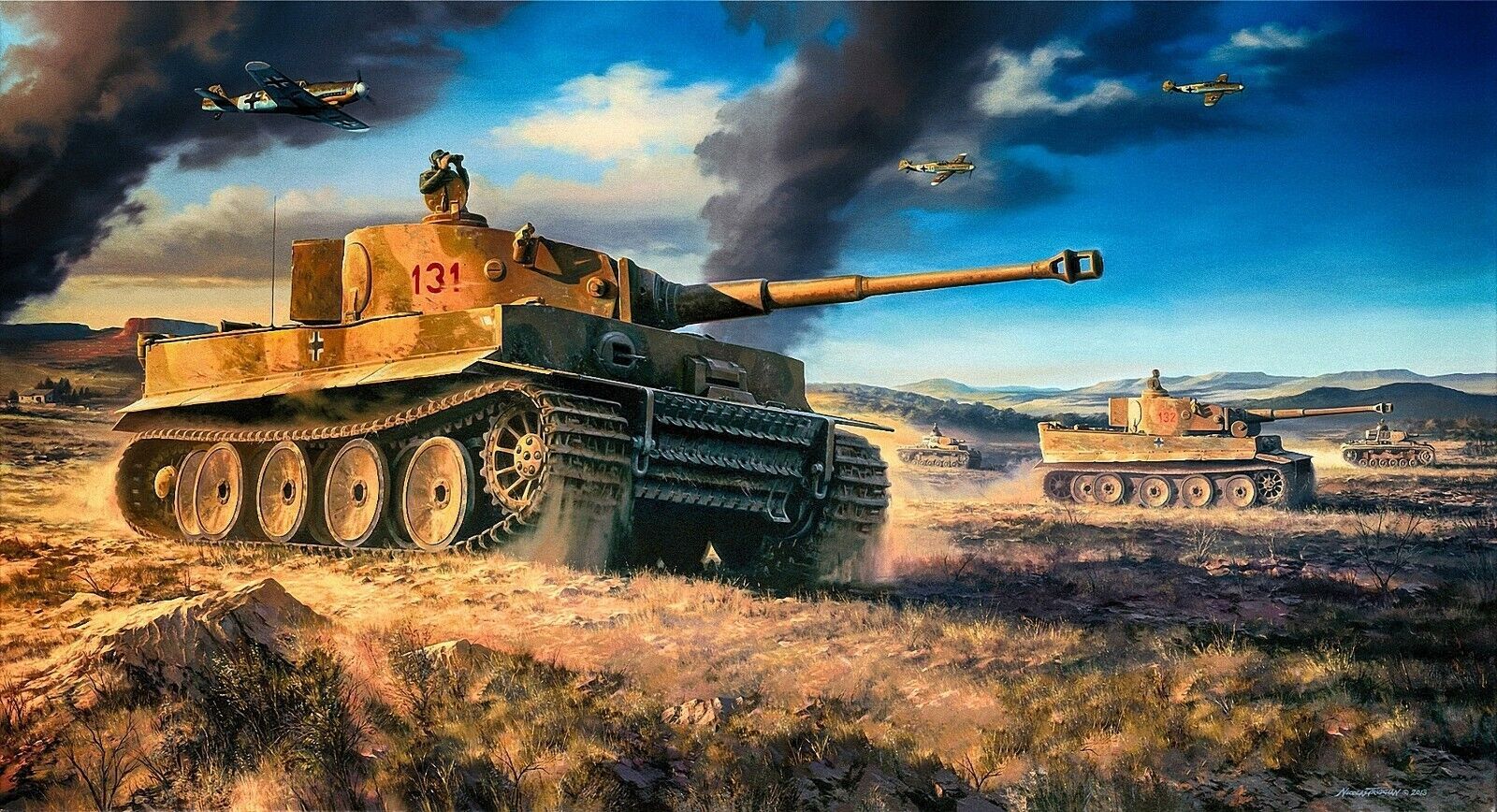 Tiger 131, Tiger I, Zweiter Weltkrieg, Gemälde, Flugzeuge, HD, Laptop-Hintergrundbild