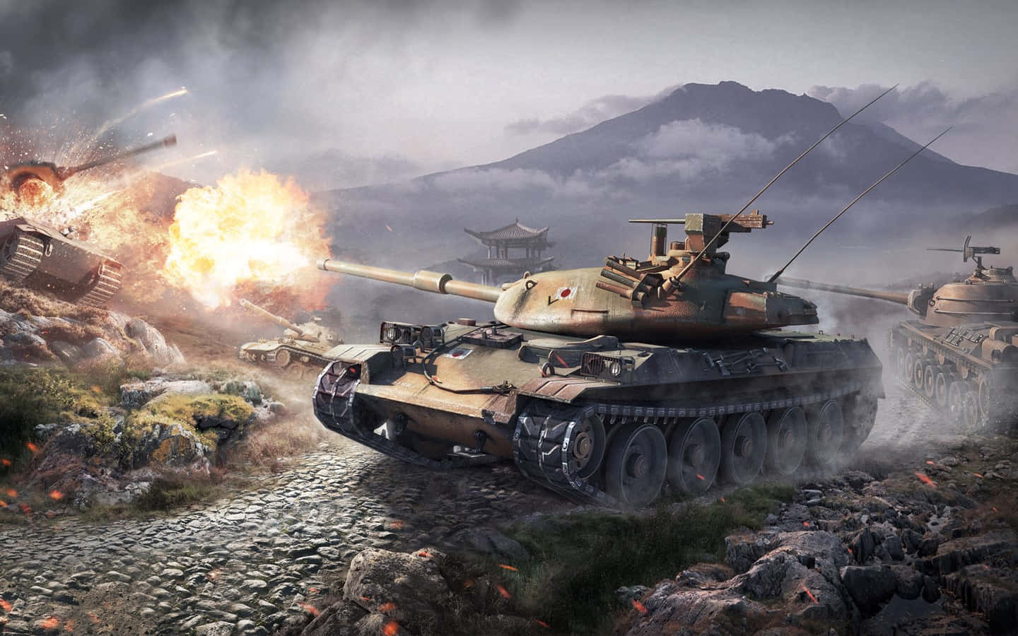 World of Tanks, Panzer, Mündungsfeuer, Gefecht, Berge, HD, Hintergrund für den Desktop