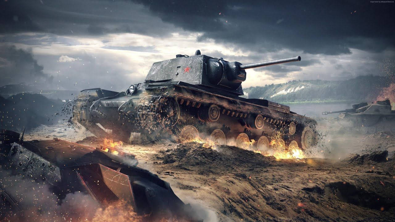KV-1, Schlachtfeld, Feuer, Digitale Kunst, HD, Desktop-Hintergrund für Windows