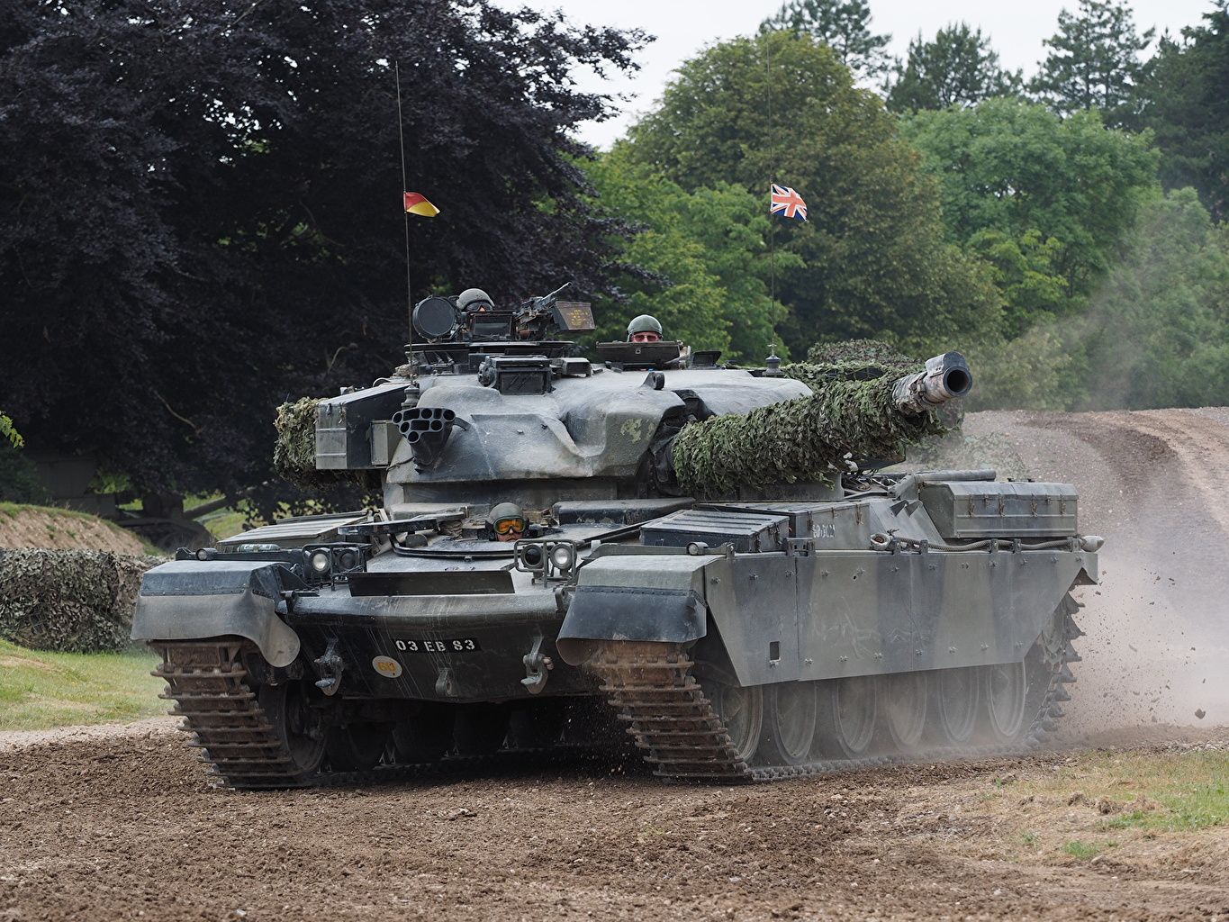 Chieftain, Kampfpanzer, Vorführung, Staub, Bäume, HD, Hintergrundbild fürs Tablet