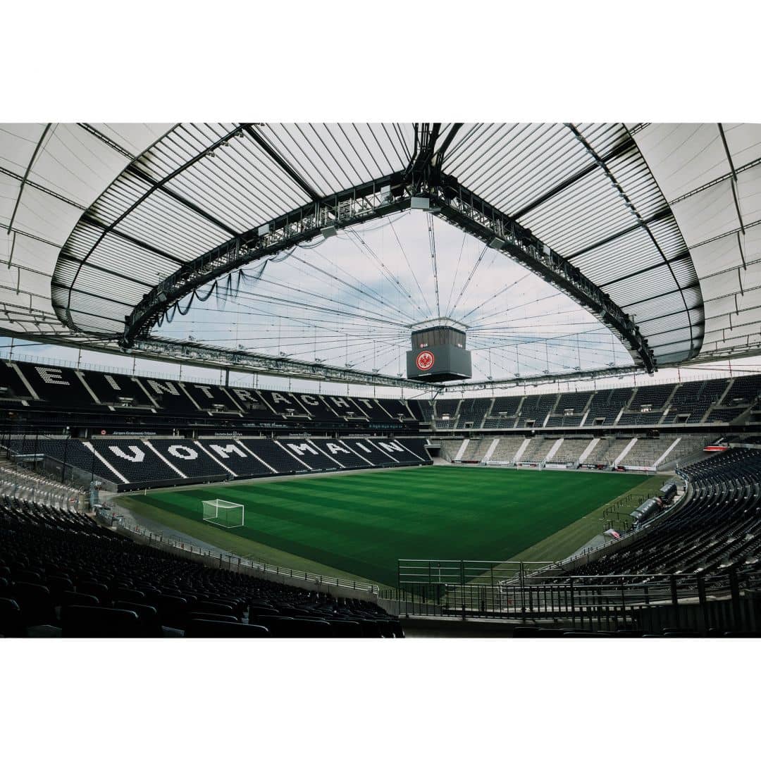 Deutsche Bank Park, Waldstadion, Stadiondach, Spielfeld, Leer, Hintergrundbild fürs Tablet