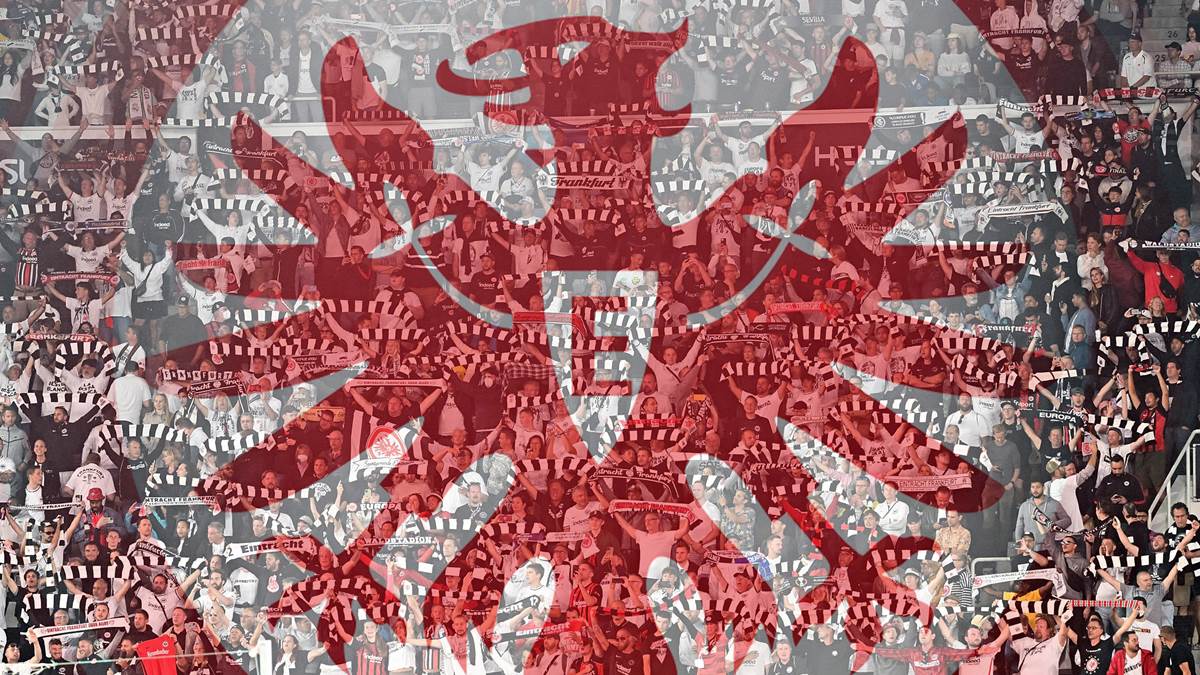 Eintracht Frankfurt, Adler-Choreografie, Fankurve, Rot-Weiß, Mosaik, Hintergrund