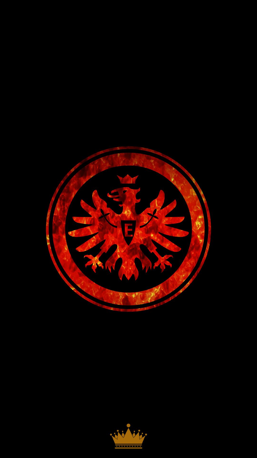 Eintracht Frankfurt, Vereinswappen, Schwarzer Hintergrund, Rotes Glühen, Minimalistisch, Sperrbildschirm