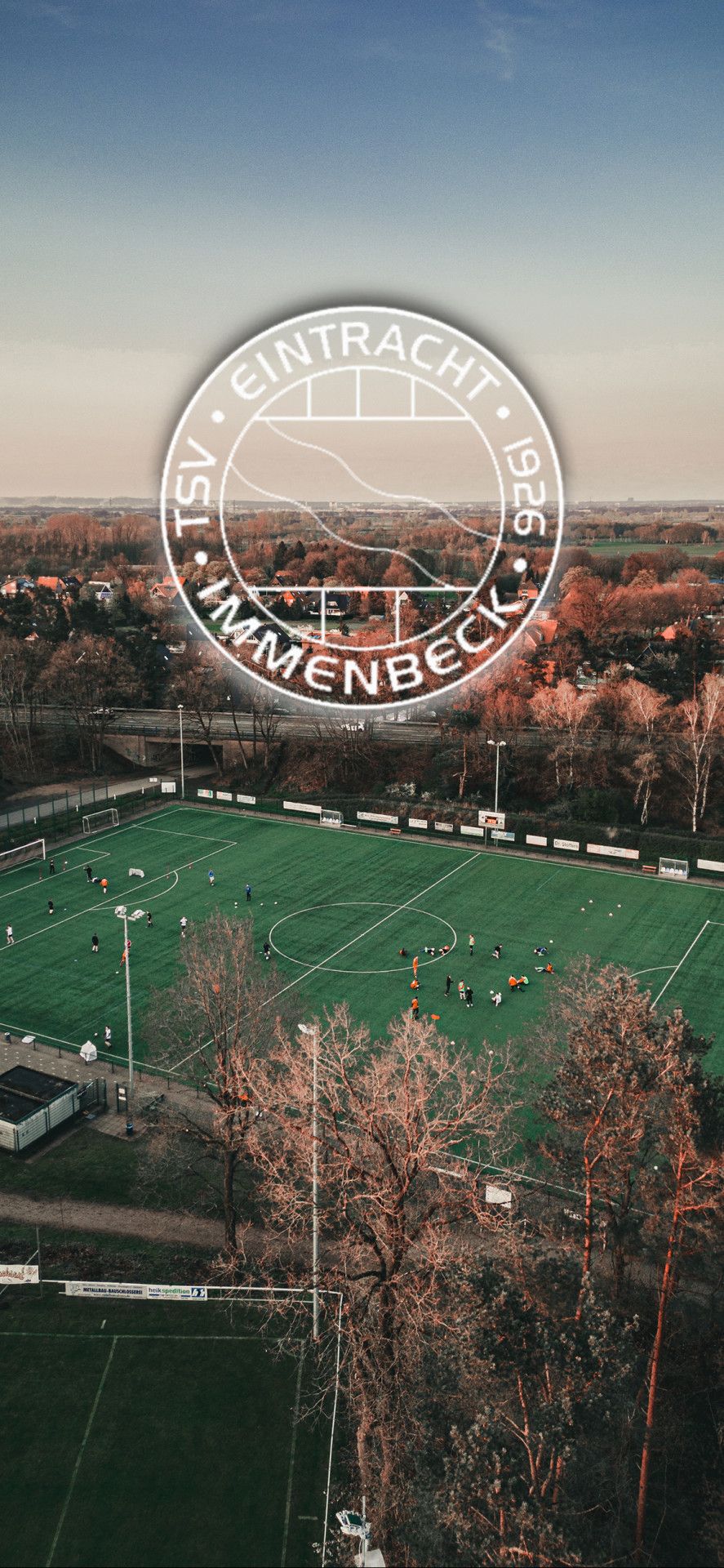 Eintracht Frankfurt, Vereinswappen, Trainingsplatz, Luftaufnahme, Herbst, Android-Hintergrundbild