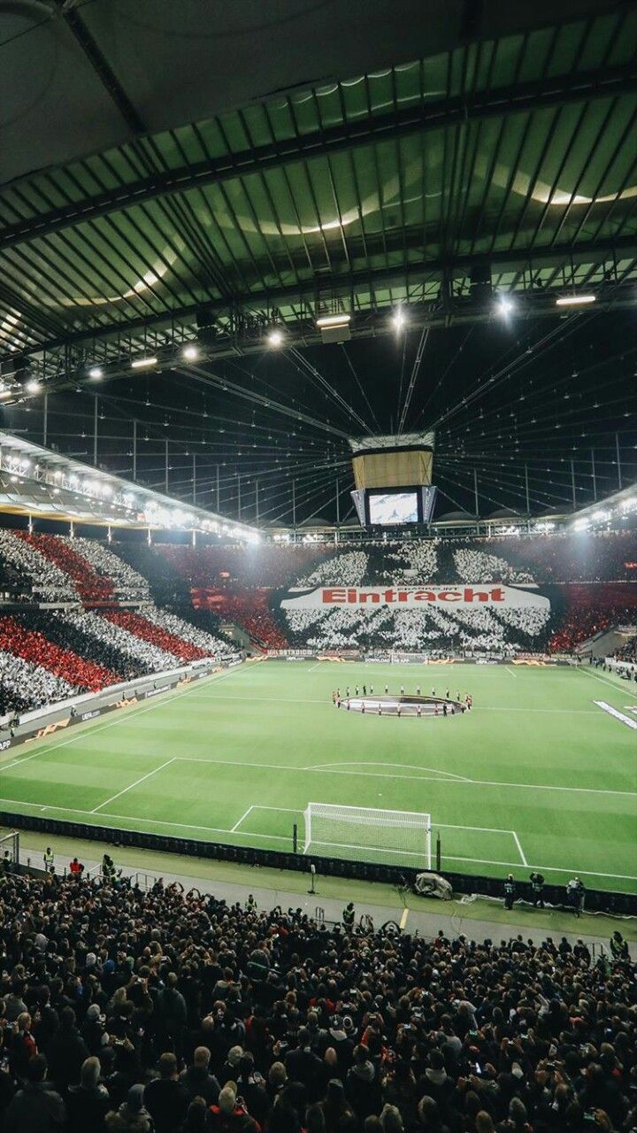 Deutsche Bank Park, Flutlicht, Fankurve, Spielfeld, Stadion, HD, Handy-Hintergrund