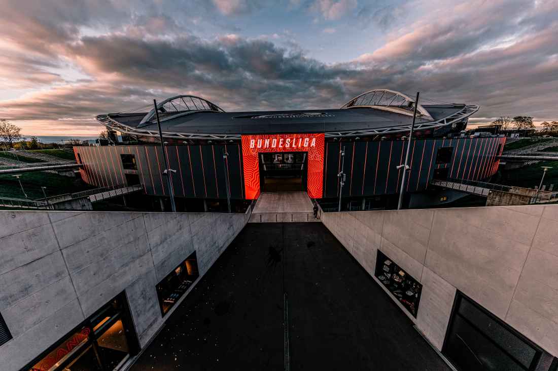 Deutsche Bank Park, Stadion, Spielertunnel, Dämmerung, Architektur, Hintergrundbild