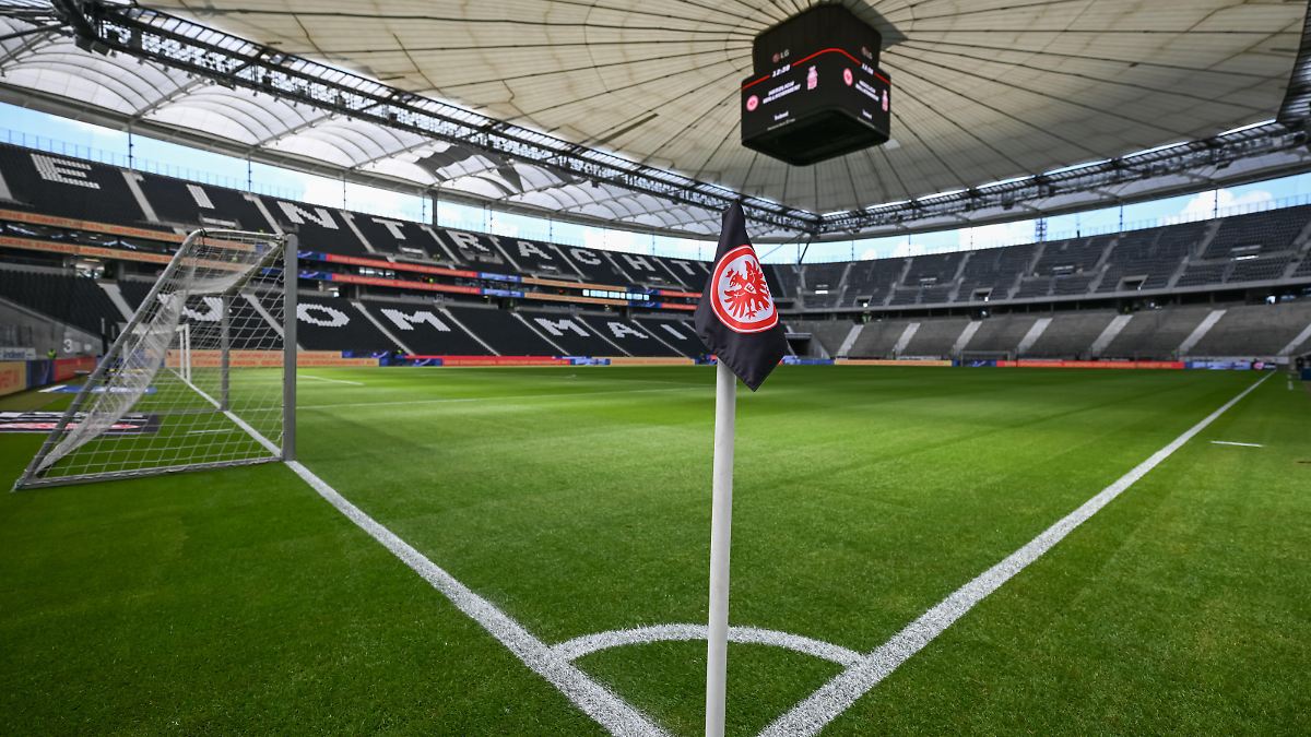 Deutsche Bank Park, Eckfahne, Spielfeld, Stadion, Rasen, Hintergrund