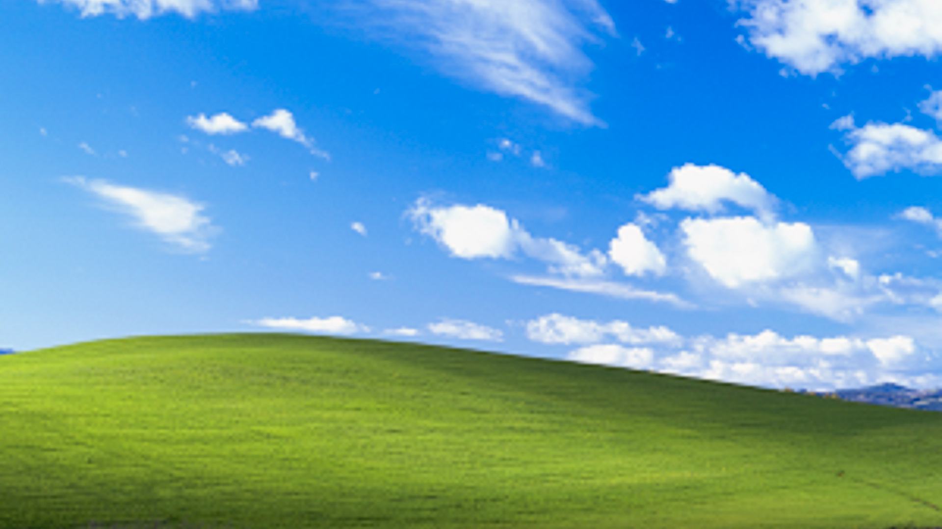 Bliss, Windows XP, Grüner Hügel, Blauer Himmel, Wolken, Full HD 1080p, Desktop-Hintergrundbild
