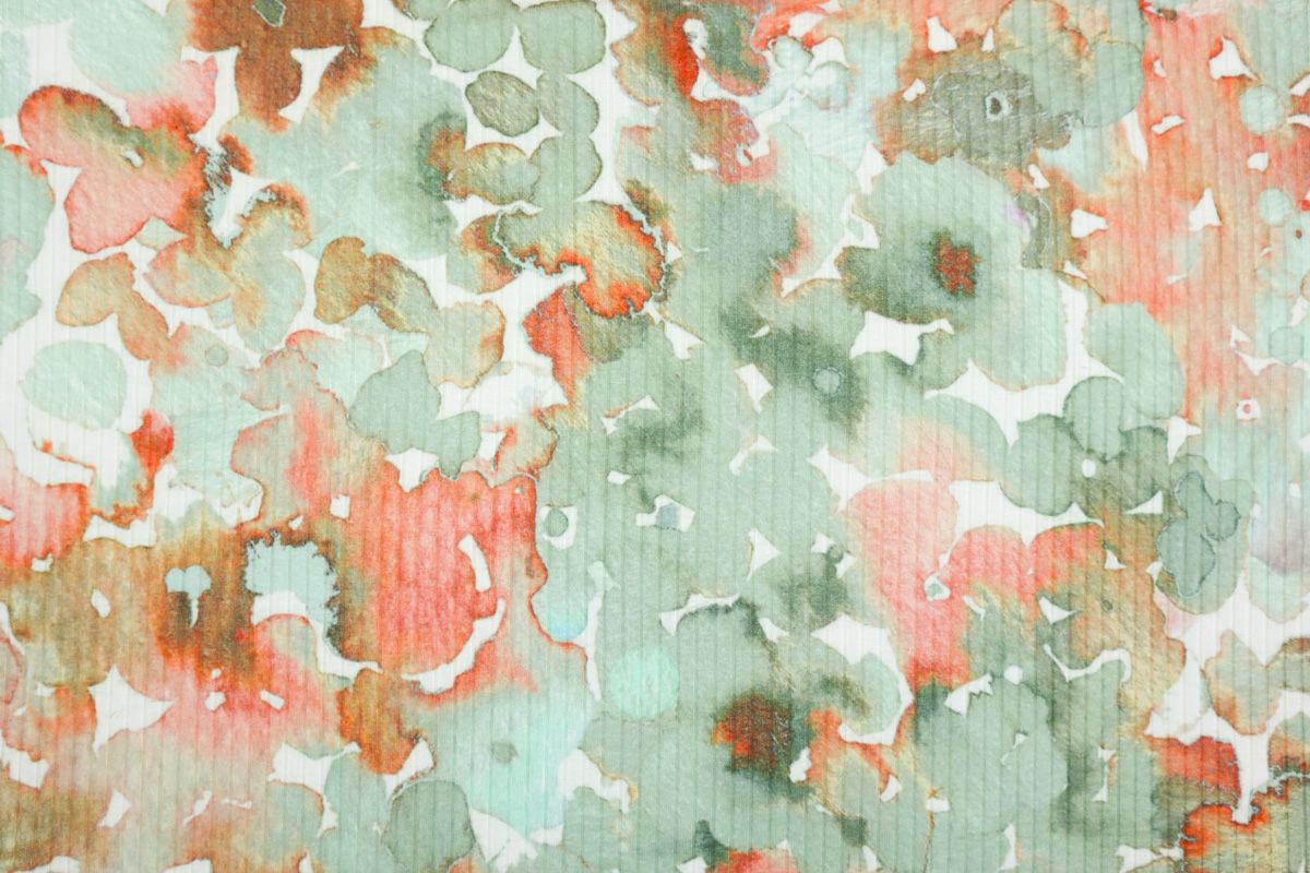 Aquarellmuster, Salbeigrün, Korallenrot, Abstrakt, Struktur, Hintergrund