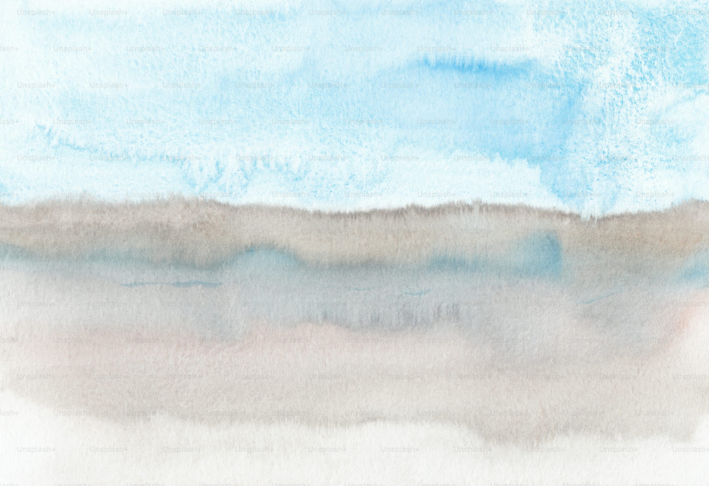 Aquarell, Hellblau, Grau, Horizont, Abstrakte Landschaft, 2K-Hintergrundbild für PC