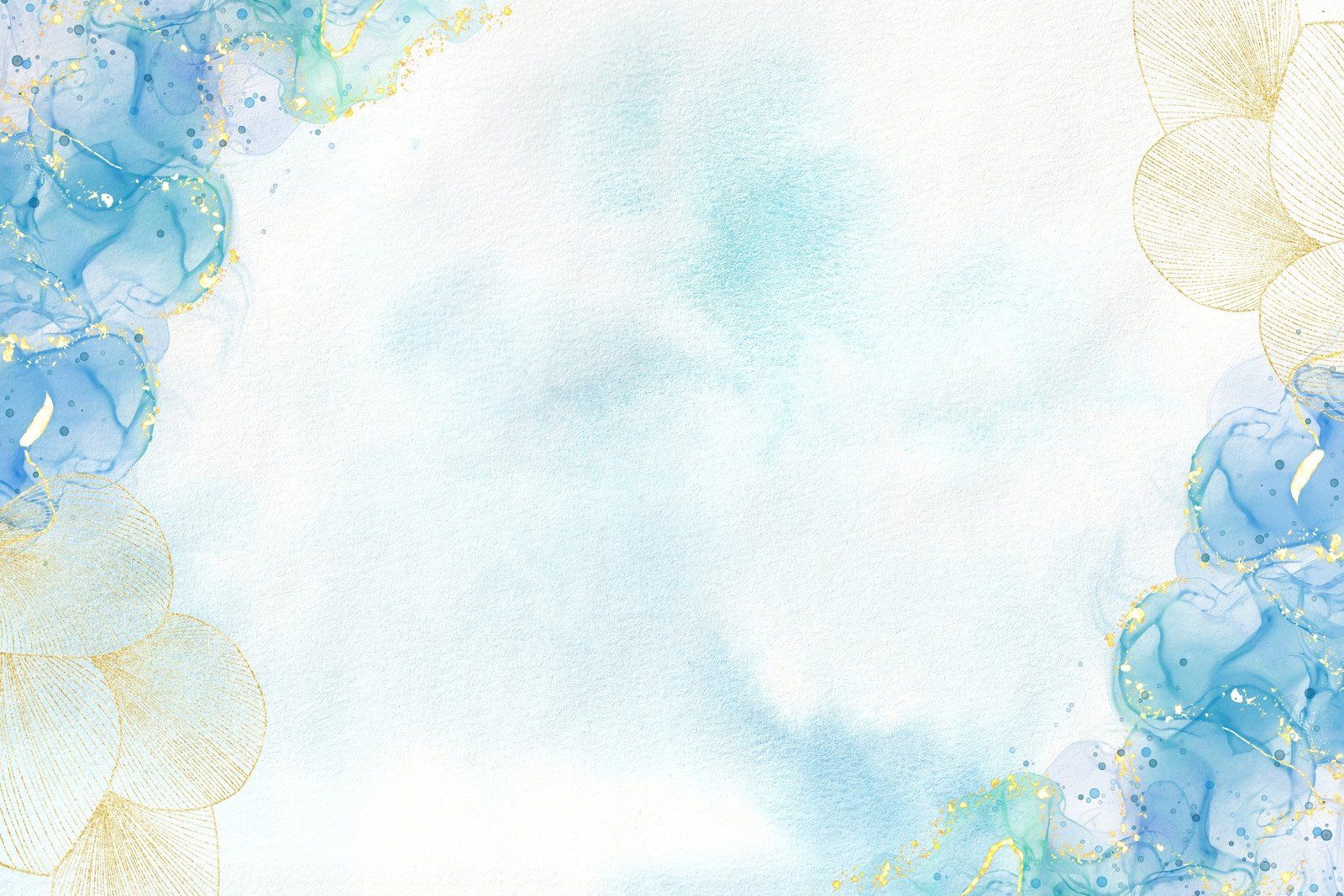 Aquarell, Blau, Goldakzente, Marmoroptik, Hellblau, Rahmen, HD, Desktop-Hintergrund