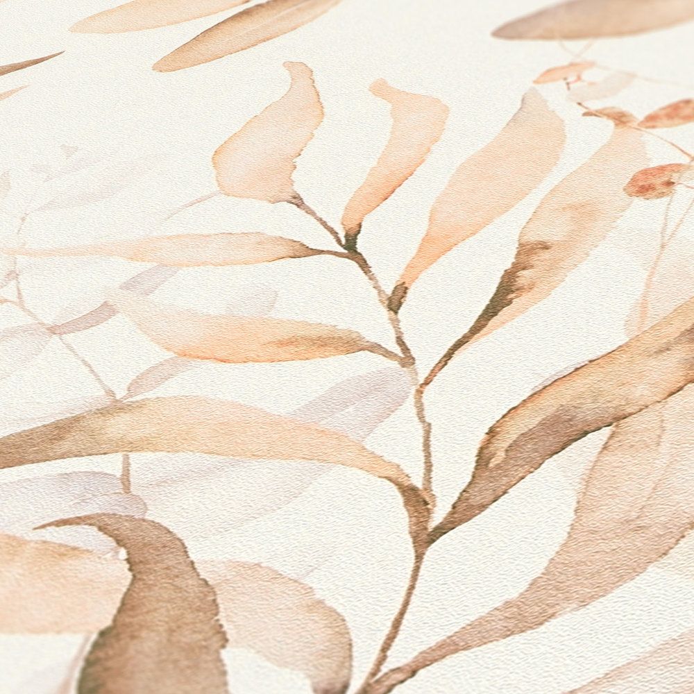 Blätter, Beige, Aquarell, Botanisch, Erdtöne, Hintergrundbild für iPad und Tablet