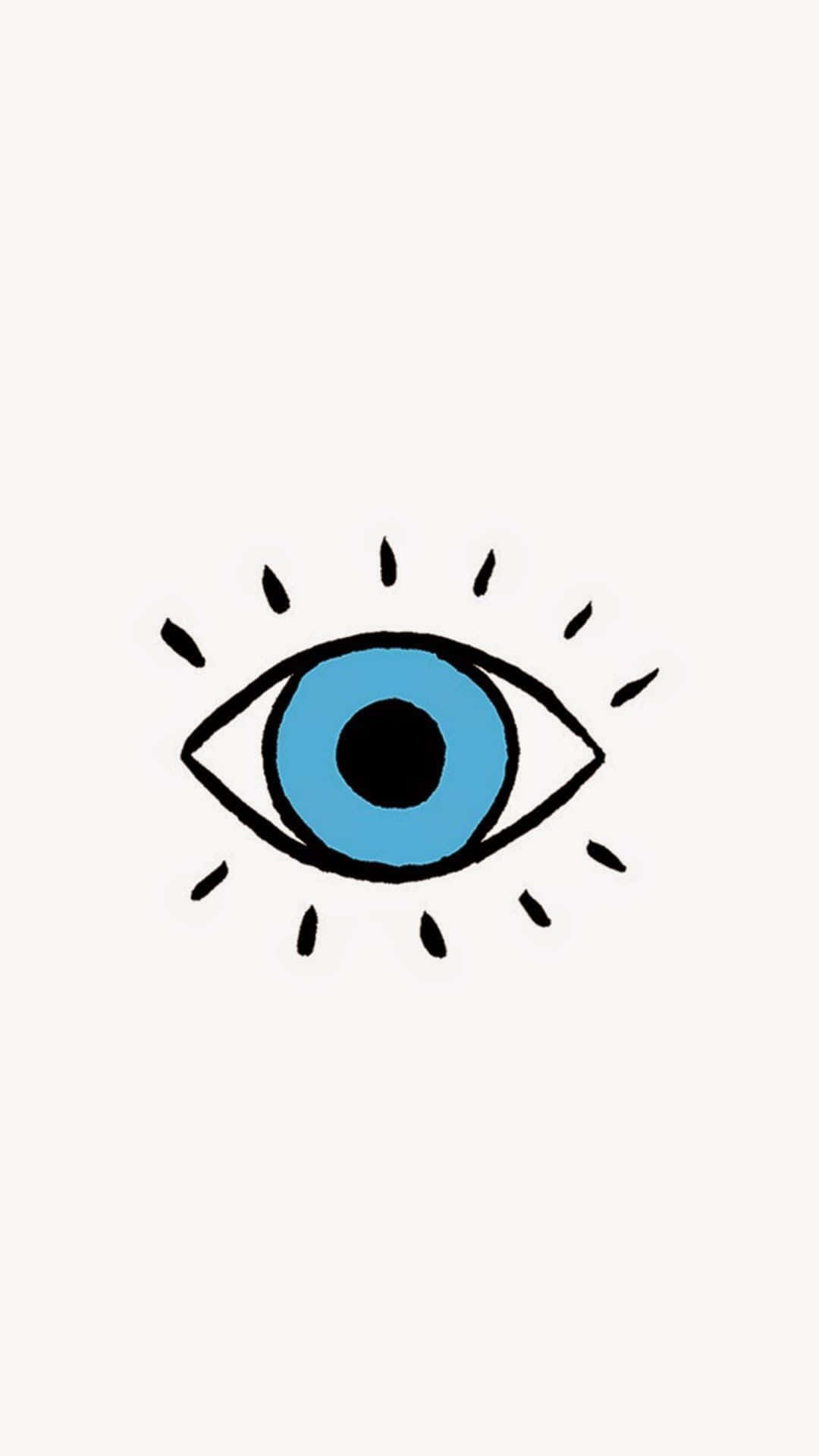 Auge, Minimalistisch, Blau, Weißer Hintergrund, Linienkunst, Sperrbildschirm fürs iPhone