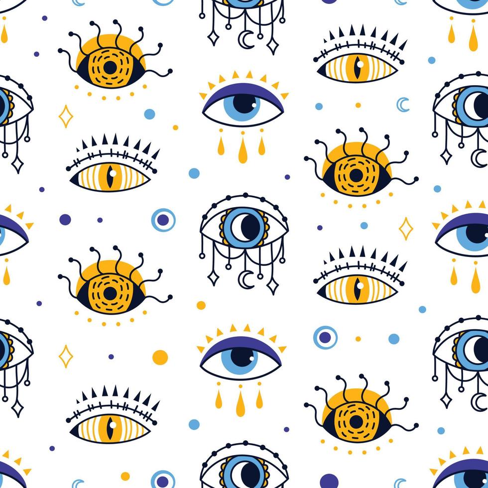 Augenmuster, Boho, Gelb, Mystisch, Weißer Hintergrund, Wallpaper