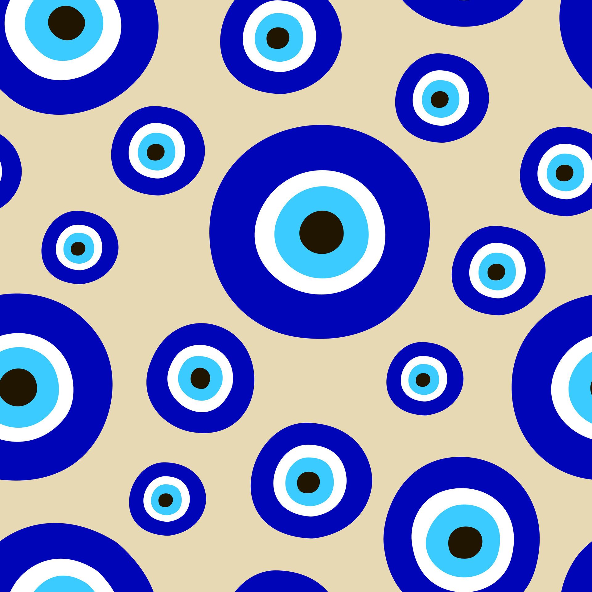 Nazar, Böser Blick, Kreise, Beige, Blau, Full HD, iPad-Hintergrundbild