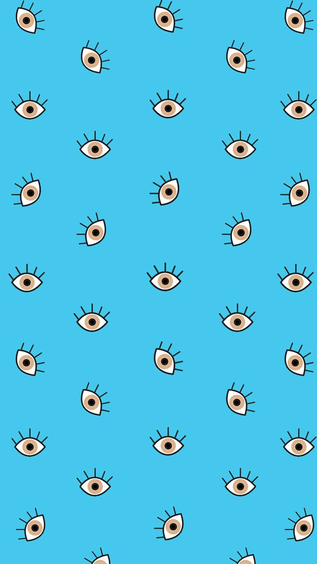 Augenmuster, Hellblau, Kleine Augen, Muster, Hintergrundbild für iPhone und Android