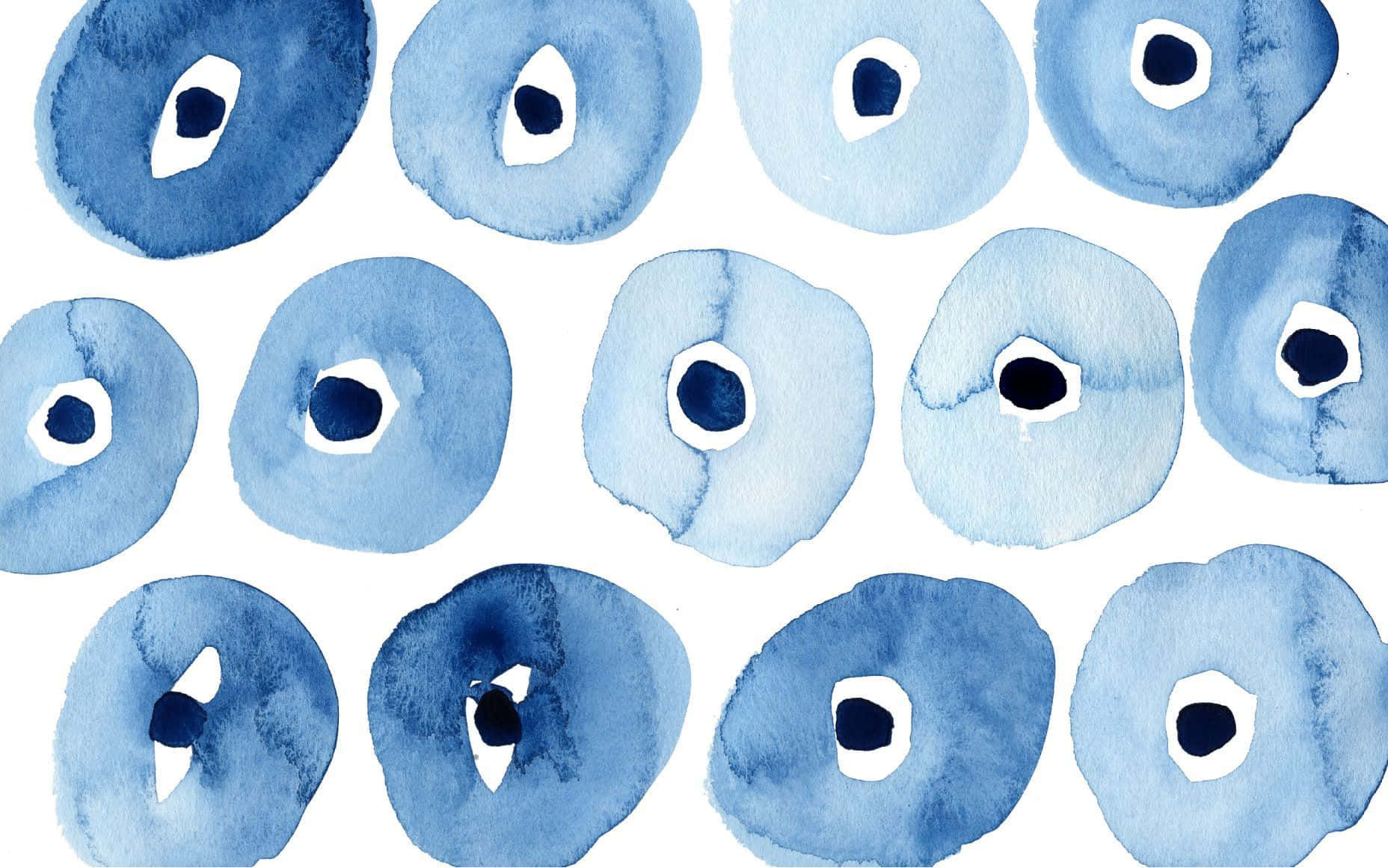 Böser Blick, Aquarell, Blau, Muster, HD, Hintergrund für den Desktop