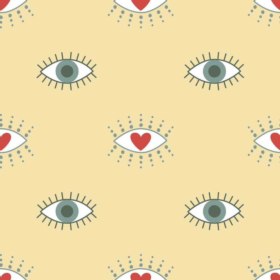 Augenmuster, Herzen, Beige, Boho, Hintergrundbild für iPad und Tablet