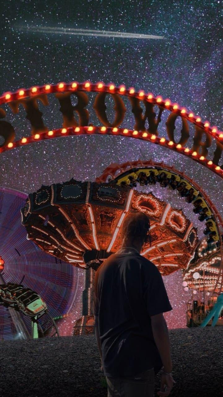 Travis Scott, Astroworld, Kettenkarussell, Freizeitpark, Nacht, Android-Hintergrundbild