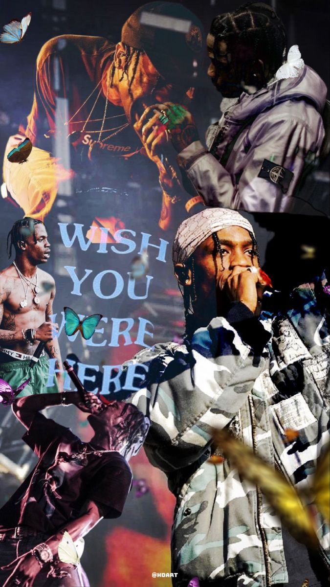 Travis Scott, Wish You Were Here, Collage, Auftritt, Hintergrundbild für iPhone und Android