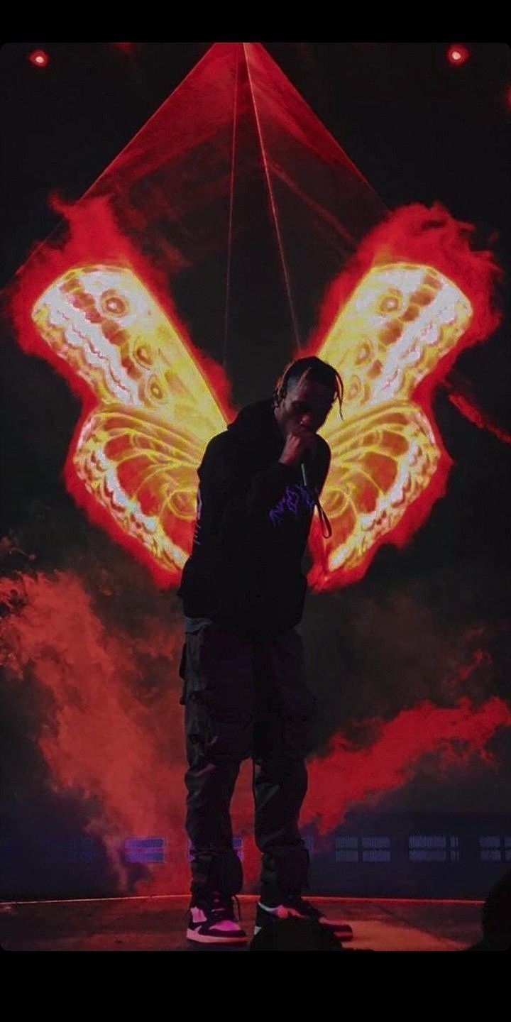 Travis Scott, Flügel, Bühne, Rotes Licht, Konzert, HD, Hintergrundbild fürs Handy
