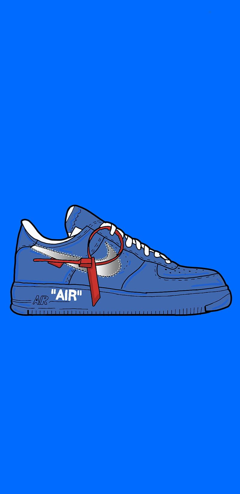 Off-White, Nike Air Force 1, Illustration, Blau, Hintergrundbild für iPhone und Android