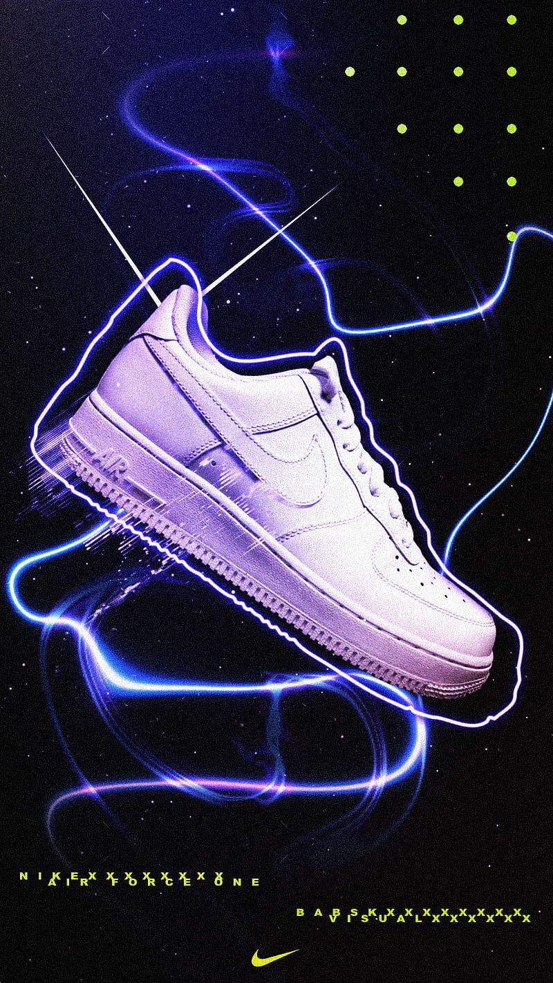Nike Air Force 1, Neonlicht, Lila, Dunkel, Hochformat, Hintergrundbild fürs Smartphone